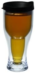 Бирена чаша с черна капак - Акрилна изолация с двойни стени - 12-14 грама на ваучър за подарък бира Brew Lager 2Go