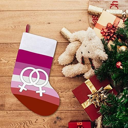 Флаг Гордост Лесбийки, Коледни Окачени Чорапи, Чорапи за Коледната Елха, Камина, Празнично Дома