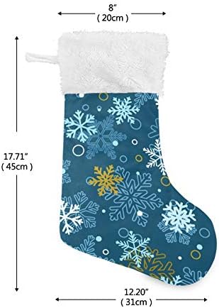 Коледни Чорапи ALAZA, Снежинки на тъмносин фон, Класически Персонализирани Големи Чулочные Украса за Семейни Тържества, декорация