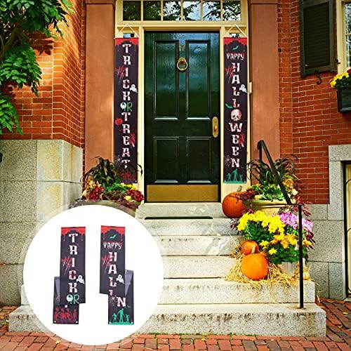 NOLITOY 6 Комплекта Декоративни Врата банер на верандата, Ястие или декорация, знак, Паяк, Двустишие от Духове Хелоуин, Призрак,