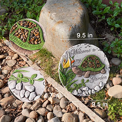 Стъпало за декор градина на открито - Декоративни Камъни във формата на Костенурка от смола, Павета за Декор градина на Външната Пътека на Двора 9.5 * 9.5 * 0.5 -Инчов LCD ди