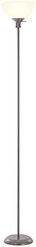 Catalina 20641-000 Традиционен 3-Лентов Метален Торшерный лампа с Бяла Пластмасова Абажуром, Класически Сребрист