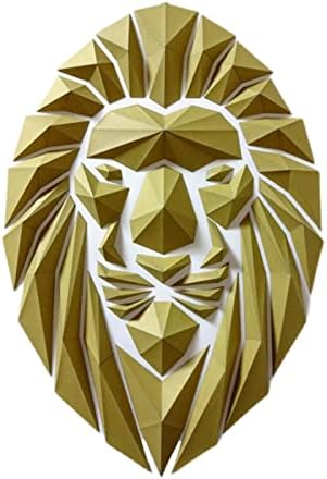 Проста лъвска Глава Креативна Книжен Модел 3D Монтиране на Украса, Ръчно изработени Хартиена Скулптура Геометричен Хартиен Трофей