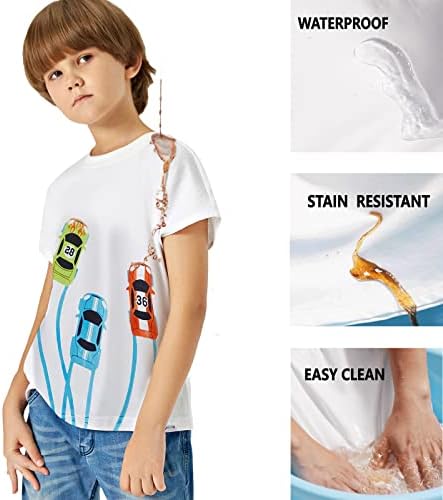 popopie / Тениска с кръгло деколте за малки Момичета И Момчета, Устойчиви На Петна, Лятна Тениска с Къс ръкав и Шарките, Водоустойчив