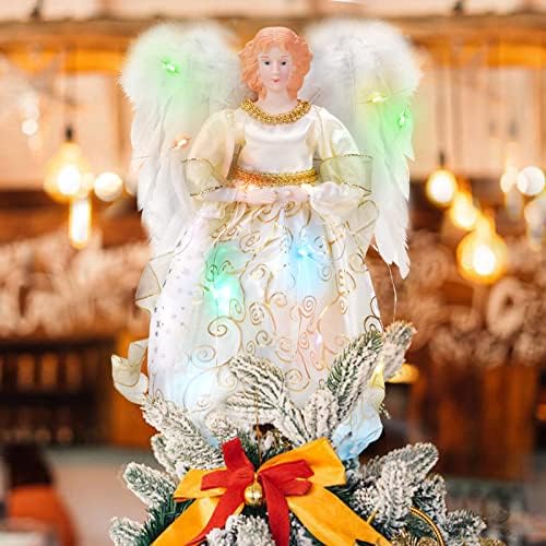 Ангелски Topper за Коледната Елха, Очарователен Коледни Ангели-коледна Елха С Led Подсветка, Топперы с Крилца за Празнични Бижута,
