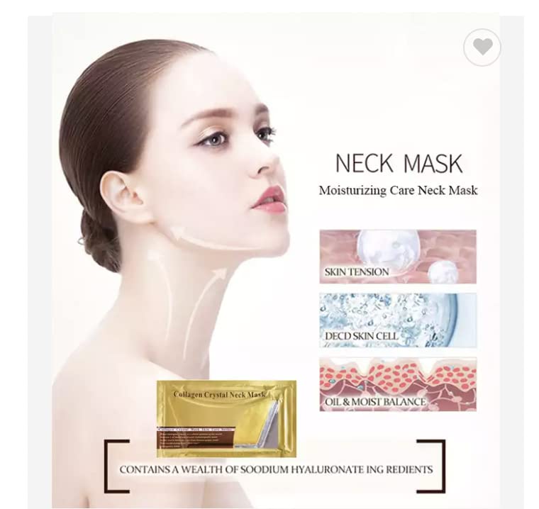 Колаген маска за шията с 24 Каратово злато | Колаген маска против бръчки с витамин А, витамин е, алое Вера и екстракт от зелен чай