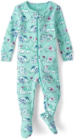 Цельнокроеная пижама с цип Отпред, с дълги ръкави от памук за малки момичета The Children ' s Place