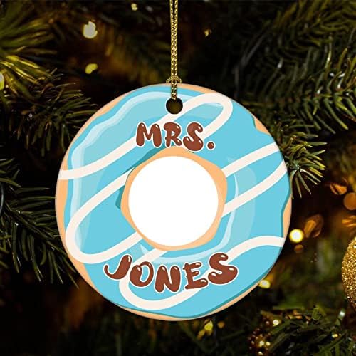 Керамично Коледна украса с двустранен печат на Потребителски името на Пончиках, Новост за Приятели, семейство и деца, Забавни Окачване