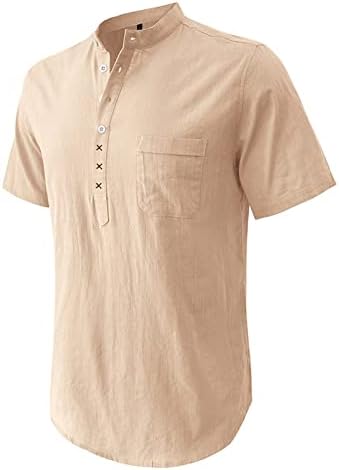 RTRDE/ Мъжки ризи Henley, Тениска с къси ръкави, Модни и Ежедневни тениска с тон, Тениски