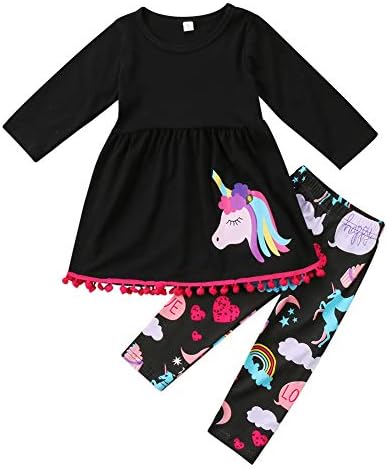 Модно Детско Рокля-Туника с дълъг ръкав за Малки Момичета, Най-Рокля + Панталони с Цветен Модел, Комплект Пролетно-Есенни Дрехи