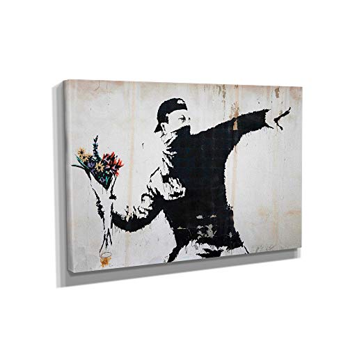Banksy Арт Платно Стенен Арт Начало Декор Предварително Натянутый Платно - Различни размери (18 x 24 В галерейной опаковка, Banksy