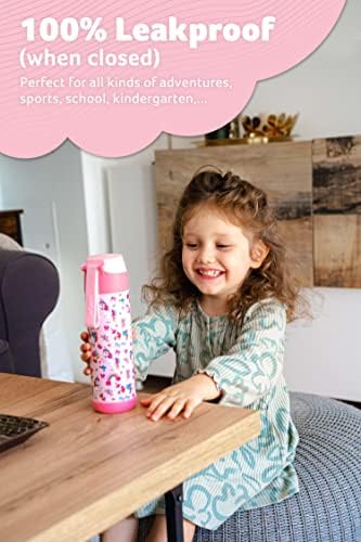 Детска бутилка за вода JARLSON с соломинкой - ANDRZEJ - изолирано бутилка за вода от неръждаема стомана - термос - за момичета /