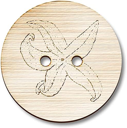 Кръгли дървени копчета Azeeda 8 x 23 мм Морска звезда (BT00115014)