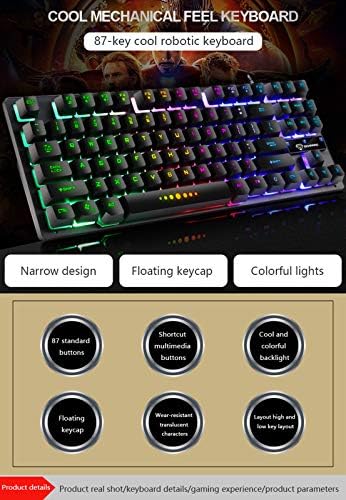 Gk-10 87 Клавиши RGB Ръчна Детска Клавиатура С Кабелна Подсветка за Настолни PC Геймърите EN2