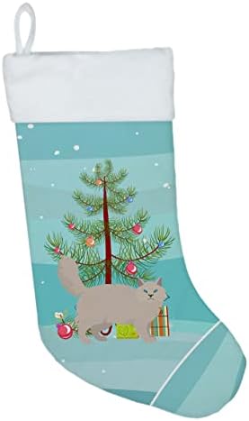 Съкровищата на Каролина CK4715CS Сибирски Гори 2 Котка весела Коледа Коледни Чорапи, Чорапи За Висящи пред Камината, Коледен Сезон