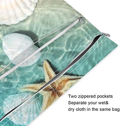Kigai 2 бр. Плажни Чанти за влажна сушене под формата на Миди, Водоустойчив Многократна употреба Тъканни Чанта за Влажни Сушене