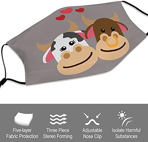 Творчески Прахозащитен Калъфи За Устата Защитно Облекло Тъканни Маска дизайн Сладка Двойка Животни Карикатура Крава подарък за Коледа,