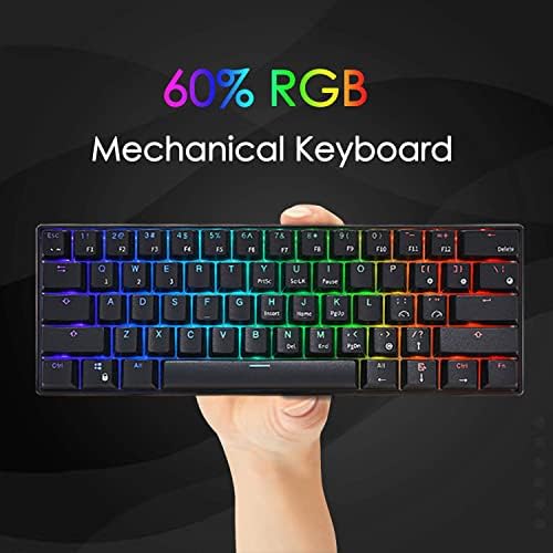 RK61 Жичен 60% Ръчна детска клавиатура с подсветка RGB, Ультракомпактный кафяв ключ с възможност за гореща замяна, бяла (Цвят: черен