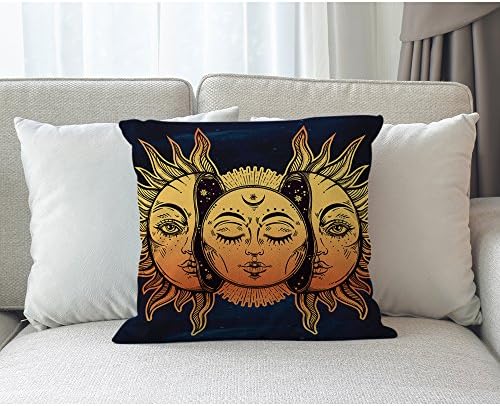 Калъфка Moslion Sun Moon Декоративна Калъфка Слънцето и Луната с Много Фрактални Лица Небесна Енергия Мистичен Калъфка 18x18 Инча