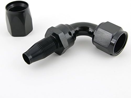 Kraken Automotive - Черно 6AN 90-Градусова Алуминиева Завъртане на Края на Маркуча за подаване на гориво, масло, Охлаждаща течност