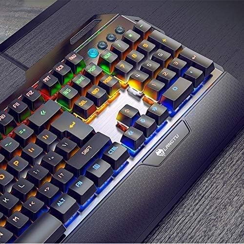 Слушалки Raxinbang, Ръчна Детска клавиатура и мишка, комбинирана със слушалки за PC, многоцветен led светлини, USB-тел със сини
