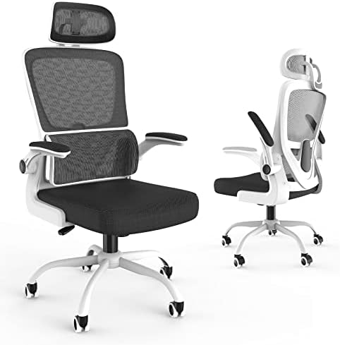 Трапезни столове за вашия офис Laziiey Ергономичен стол с лумбална подкрепа Сгъваеми Подлакътници Сетчатое Компютърен стол с Удобна