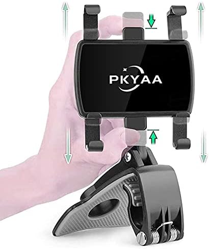Стойка за телефон на арматурното табло на автомобила PKYAA, Въртящ се Държач за мобилен телефон с Клип на арматурното табло Въртяща