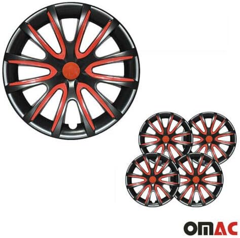 Джантите OMAC 16 инча за Honda Civic Черно-Червени 4 бр. Капака Джанти - Шапки ступиц - Подмяна на външната повърхност на автомобилни