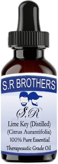 S. R Brothers основни вар ключ (Дестилиран) (Citrus Aurantifolia) Чисто и Натурално Етерично масло Терапевтичен клас с Капкомер