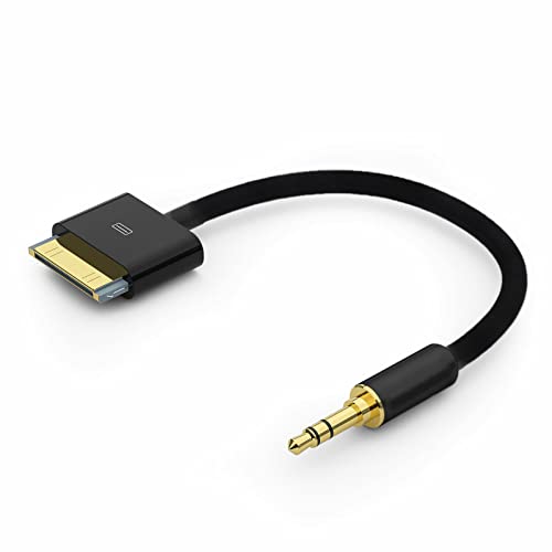 LIONX Нов Помощен Кабел за Свързване на 30-Пинов за iPod/iPhone ПР ad Dock конектор Mini Jack 3,5 mm Черно 20 см