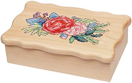 Комплект за бродерия на кръстат бод Xiu Crafts - Музикална ковчег - Camellia Love | 1040302 | Размер довършителни 8,6 x 5,6 Дървени
