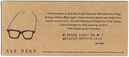 Очила за четене Rae Dunn BELLA Blue, блокер светлина, с фирмения шрифт SEE BEAUTY