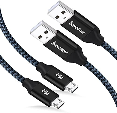Тел за контролер iSeekerKit PS4, 2 комплекта 15 крак кабел PS4 Micro USB Кабел за зареждане на контролера на Xbox и Playstation
