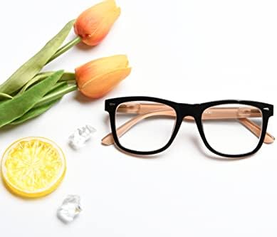 Дизайнерски Очила за четене Eyekepper с Квадратни Големи Лещи, Очила за Четене за Жени, Извити Пантите за Четене, Черно-Кафяво +0.50