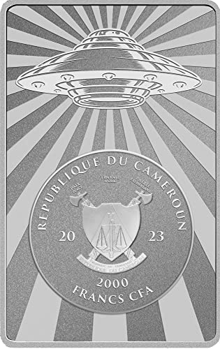 2023 Модерна Възпоменателна монета PowerCoin I Want To Believe НЛО Извънземните И Розуел 1 Унция Сребърна Монета 2000 Франка Камерун