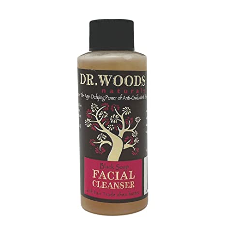 Проба За Флакон Dr. Woods Travel, Почистващо средство за лице на Черен цвят с масло от шеа, 2 унция