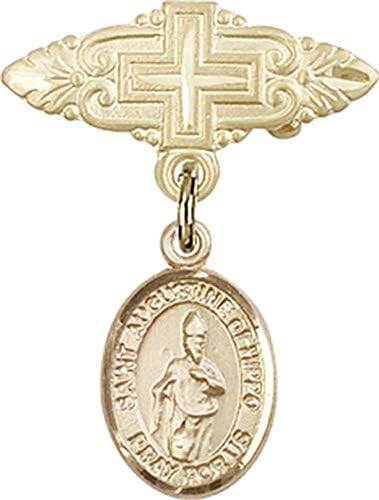 Детски икона Jewels Мания с надпис St . Амулет Августин от Хипопотам и Икона-на жени с Кръст | Детски Иконата със златен пълнеж