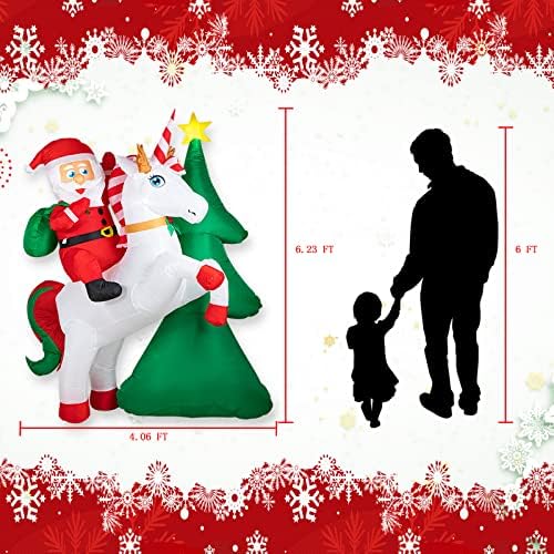 YOUBET 6 фута Коледен Надуваем Дядо Коледа-Коледен Надуваем Еднорог-Надуваем Сграда-Надуваеми Надуваеми изделия за Коледно парти,