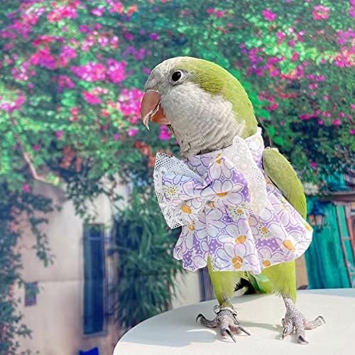 Облекло за птици - Памук Сарафан ръчно изработени с Цветен Модел и Завързана Интериор под формата на Banta, Както и Костюм, Риза