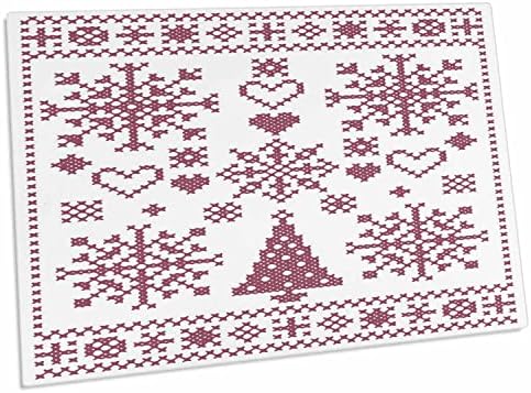 Комплект за бродиране Коледно кръстат бод 3dRose Розово-Бяло - Настолни подложки (dpd-273650-1)