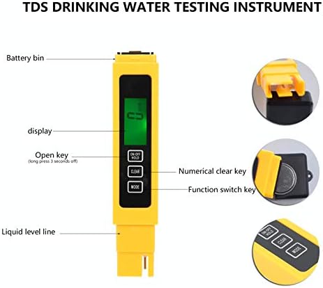 Fafeicy TDS Detection Pen, Тестер за качеството на водата ABS, за тестване на стойност TDS вода и проводимостта на водата, 0-4999ppm,