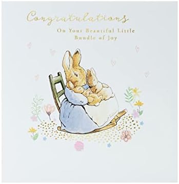 Поздравителна Картичка с раждането на Ново бебе от Великобритания - Поздравителна Картичка С Раждането на Заека Питър - Скъпа Поздравителна