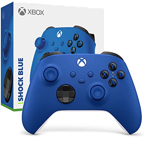 Контролер на Microsoft Xbox (Shock Blue) за Серия X, Серия S, Xbox One, Windows 10, Android и Ios, в комплект с двухпортовой зарядно